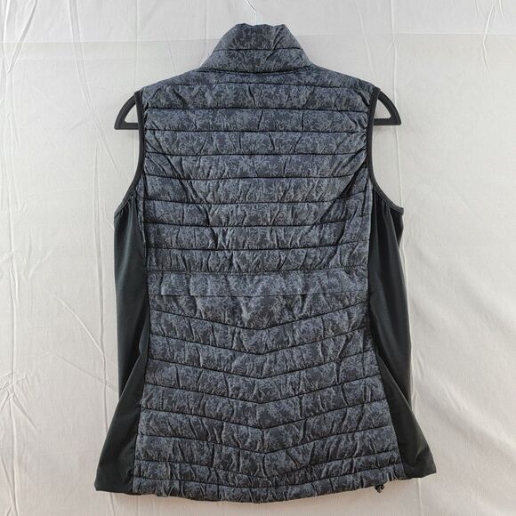 Columbia Gray Floral Print Black Light Weight Warm Puffer Vest City Size L - Picture 2 of 6